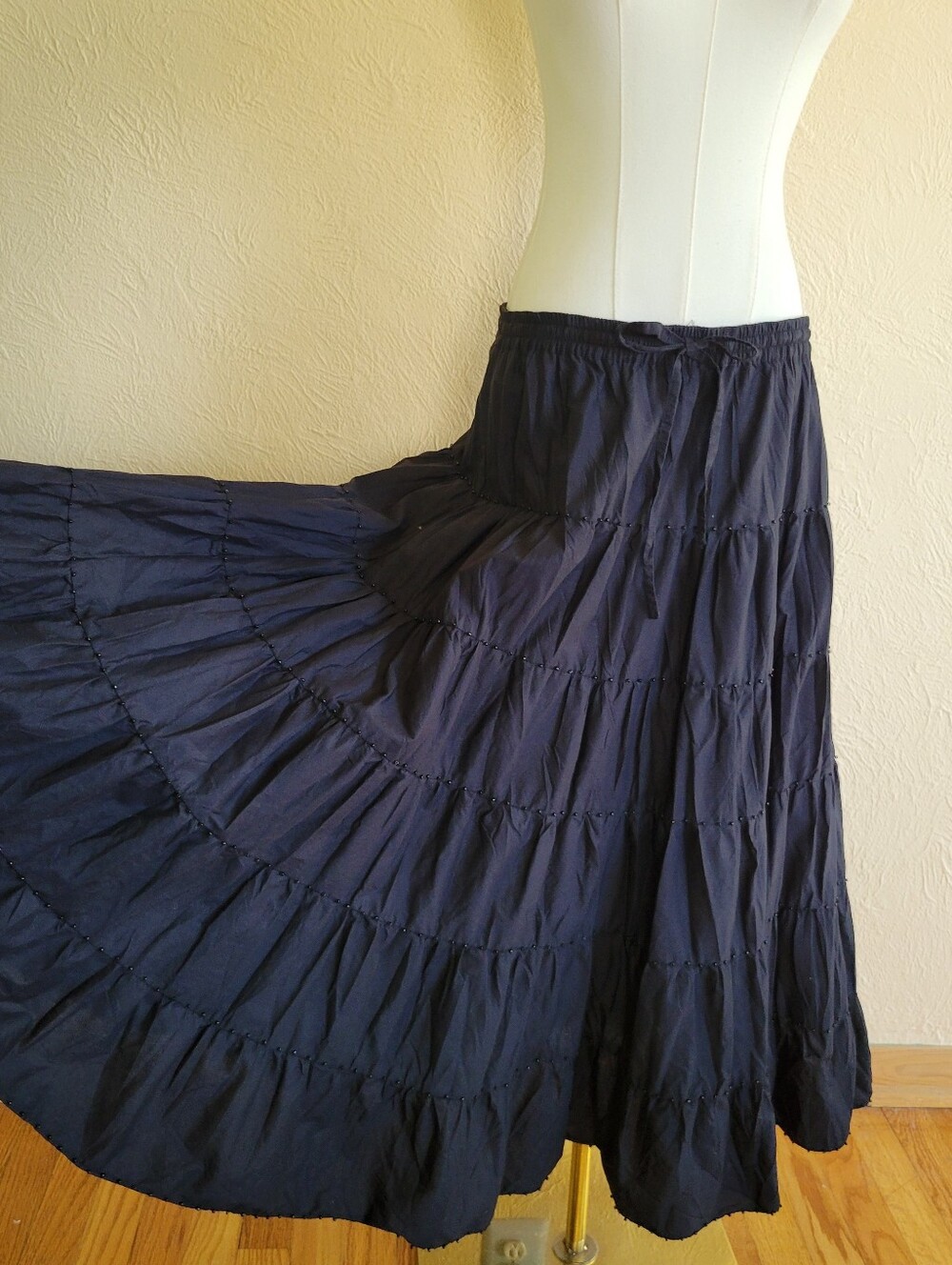 Relativity | Tiered Black Beaded Midi Skirt